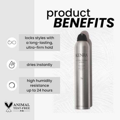 Kenra Ultra Freeze Spray 30 - Ultimate Hold Hairspray for All Hair Types | Long-Lasting, Fast-Drying Formula with Humidity Resistance and High Shine Finish