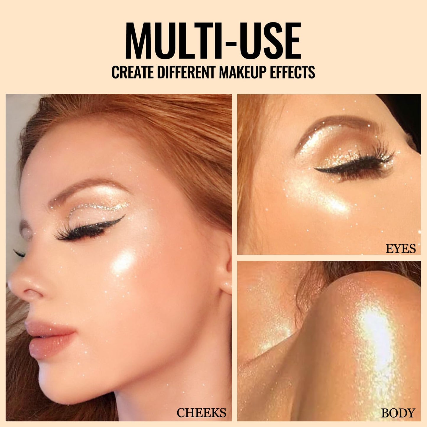 Erinde Face Highlighter Palette, Pearl Glossy Face Illuminator Palette, Natural Glow Finish, Shimmer Smooth Baked Highlighter Powder, Long-lasting Sparkling Highlighter Makeup, 03 Dawn Glow