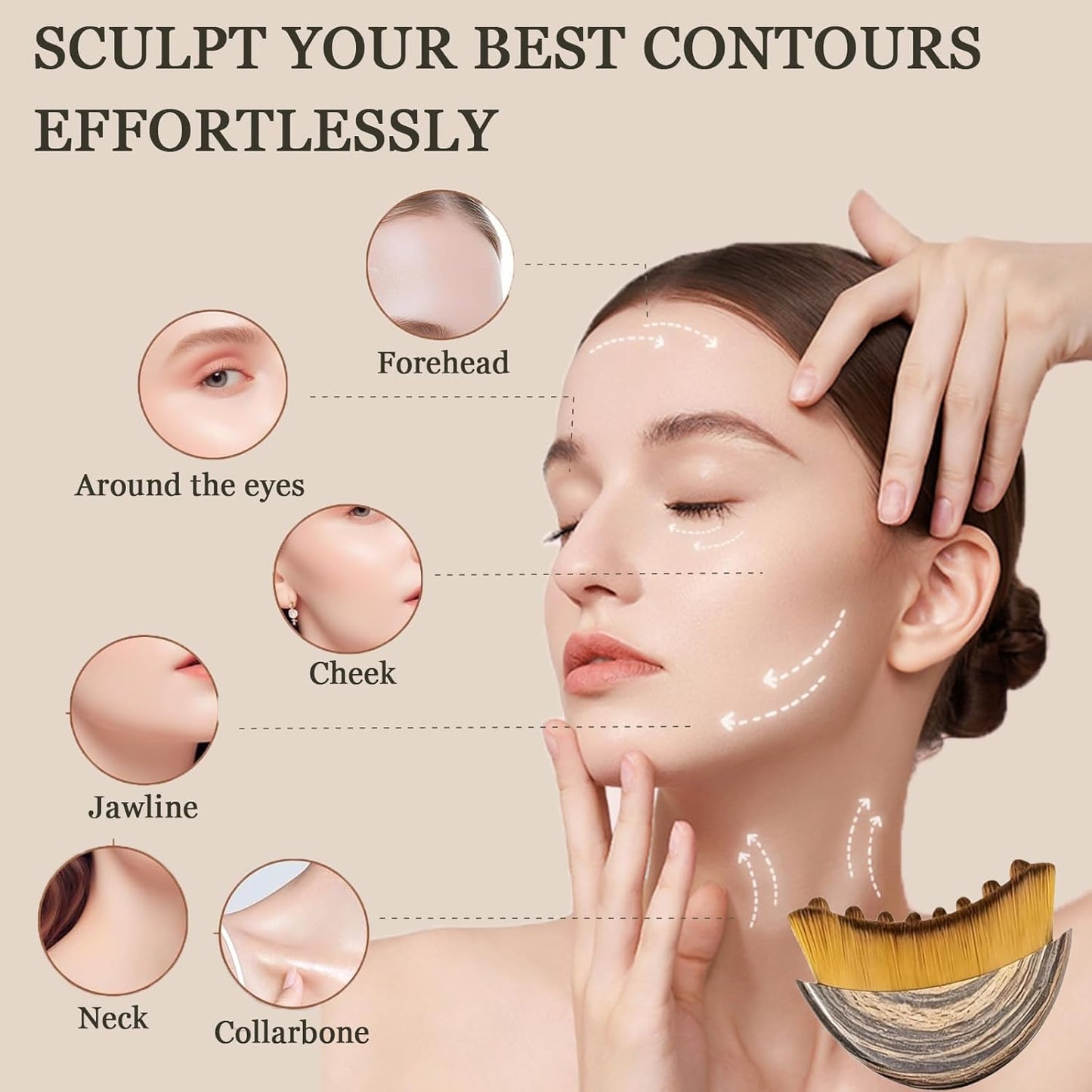 Skiennix Lymphatic Contour Face Brush - Sculpting & Detox Brush for Anti-Puffiness | All Skin Types