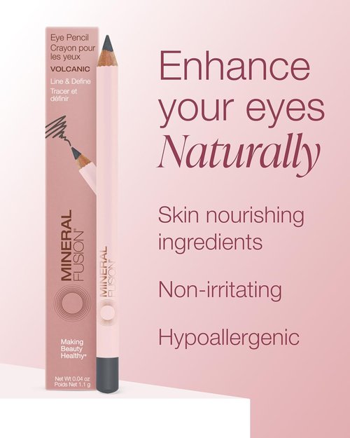 Mineral Fusion Eye Pencil - Grey Volcanic Eyeliner with Chamomile & Vitamin E | Smooth, Long-Lasting, Hypoallergenic