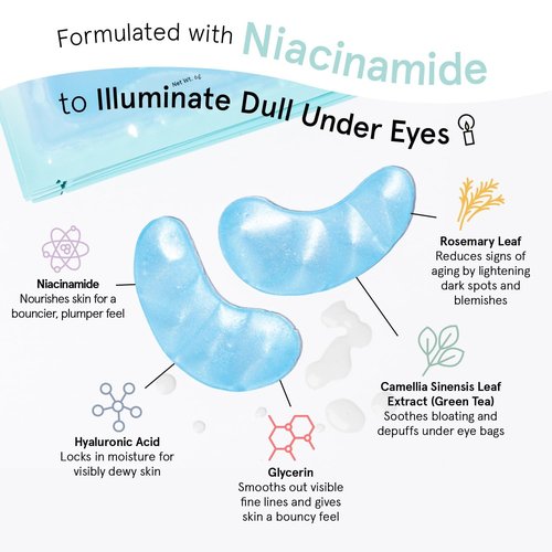Grace & Stella Under Eye Mask - Reduce Dark Circles & Puffiness | Vegan Gel Patches (24 Pairs, Blue)
