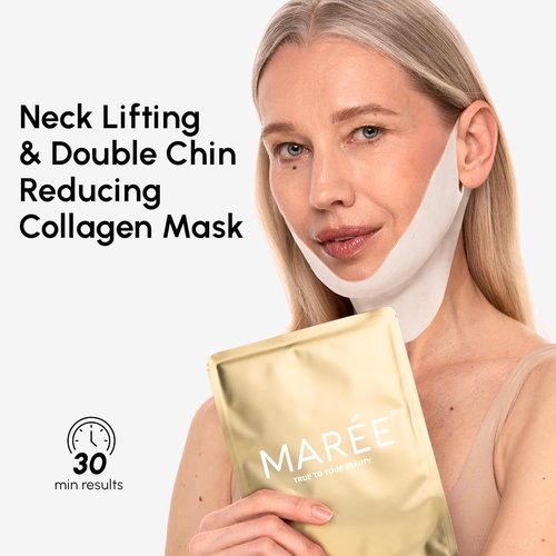 MAREE V Line Lifting Mask - 24K Gold Collagen Face Mask for Women | Neck Tightening & Firming