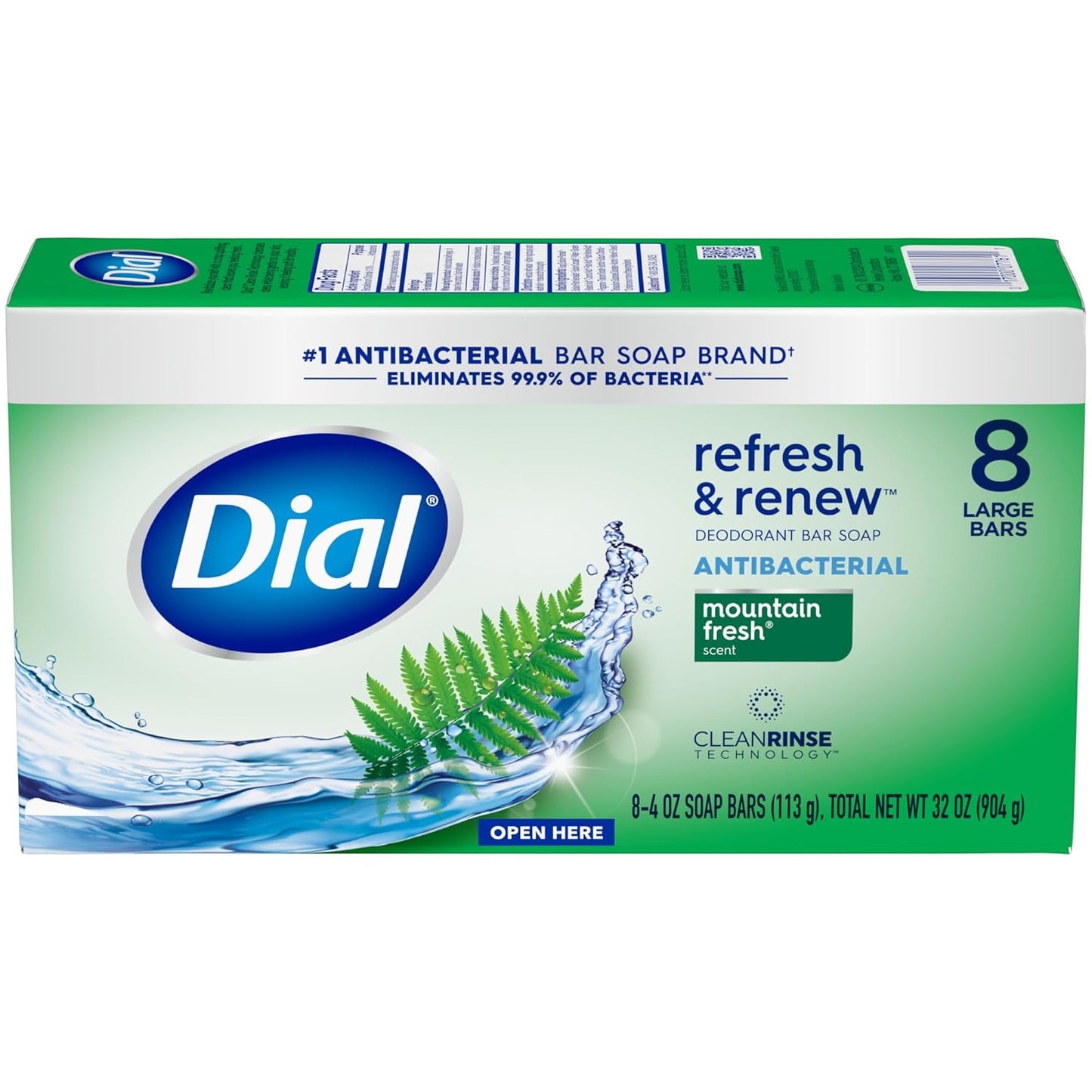 Skiennix Antibacterial Bar Soap - Refresh & Renew with Mountain Fresh Scent | 4 oz, 32 Bars