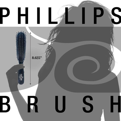 Phillips Brush Co Light Touch Hair Brush - Twin Beaded Nylon Bristles for Professional Detangling | Black