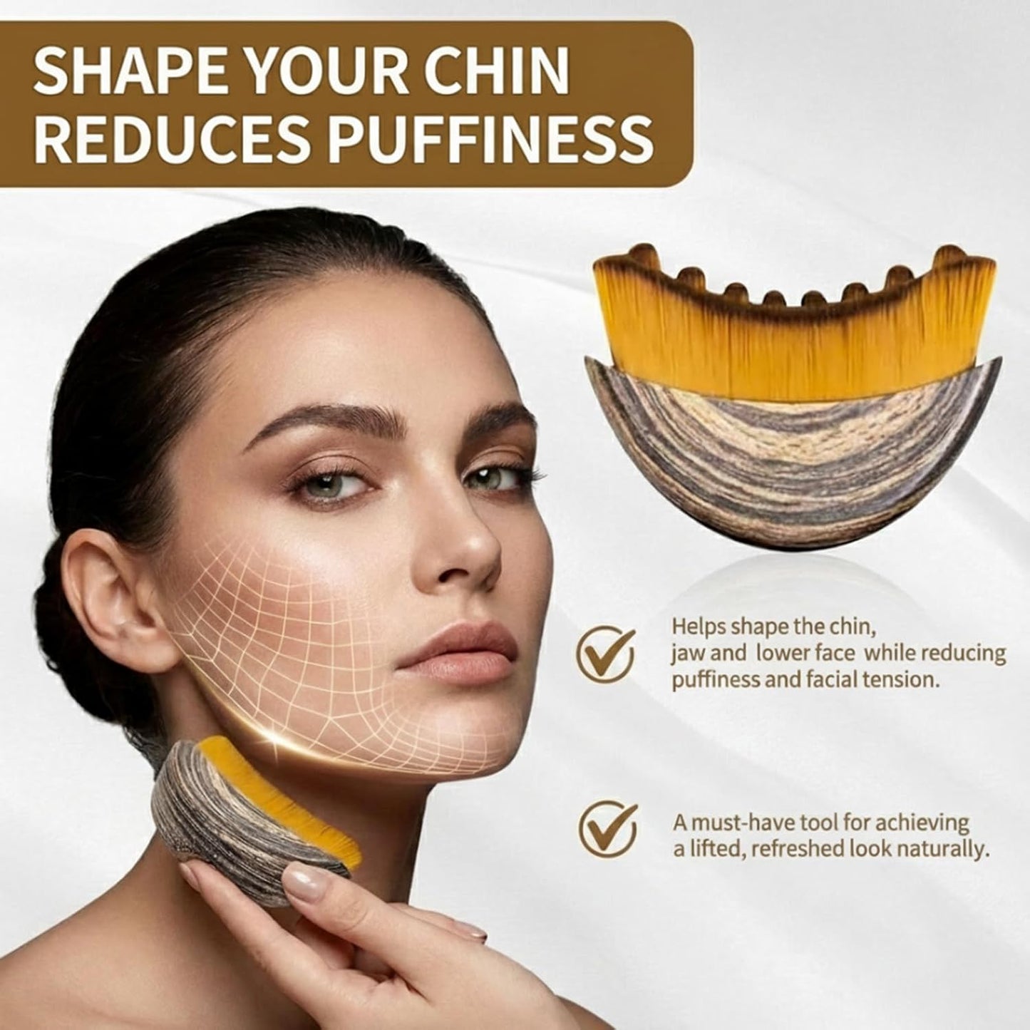 Skiennix Lymphatic Contour Face Brush - Sculpting & Detox for Glowing Skin | Anti-Puffiness (1 Pc)