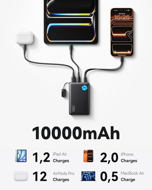 INIU Portable Charger - Ultra Slim 45W Fast Charging Power Bank | 10000mAh Battery Pack for Travel