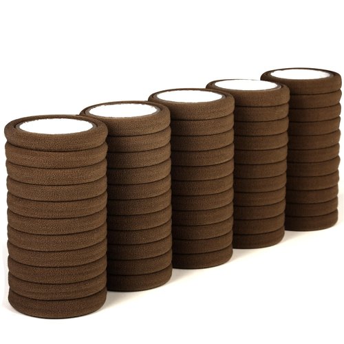 50PCS No Damage Hair Ties for Women, Cotton Elastic Hair Bands, Soft Ponytail Holders, Large Pony Tails Hair Ties, Brown, 2 Inch in Diameter, by Qarwayoc