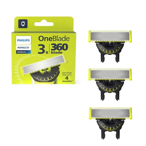 Philips Norelco OneBlade Replacement Blades - Durable Stainless Steel, Trim & Shave, 3 Pack | QP430/80