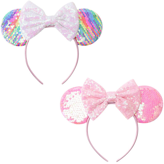 DRESHOW Mouse Ears Bow Headbands Glitter Party Decoration Cosplay Costume for Girls & Women