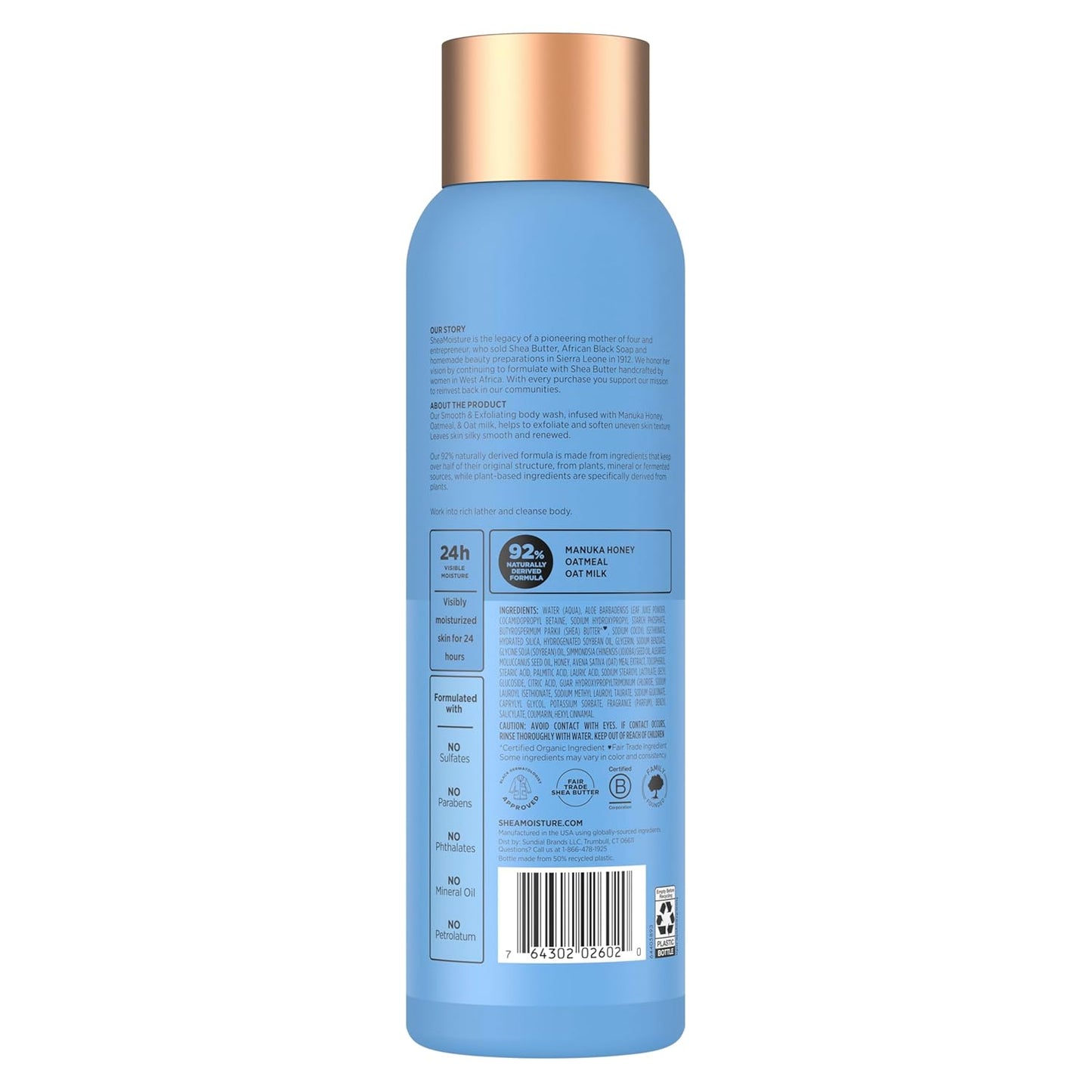 SheaMoisture Manuka Honey Oatmeal Body Wash - Smooth & Exfoliating Formula for 24H Moisture | 18 oz
