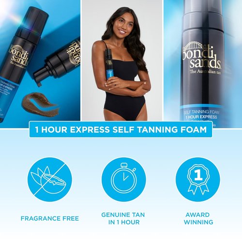 Bondi Sands Express Self Tanning Foam - Lightweight, Fragrance-Free Formula for Streak-Free Tan | 6.76 fl oz