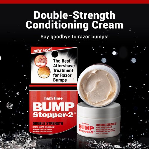 High Time Bump Stopper 2 Double Strength Ingrown Hair Cream - Aftershave Lotion for Men & Women | 0.5 OZ (2 Pack)