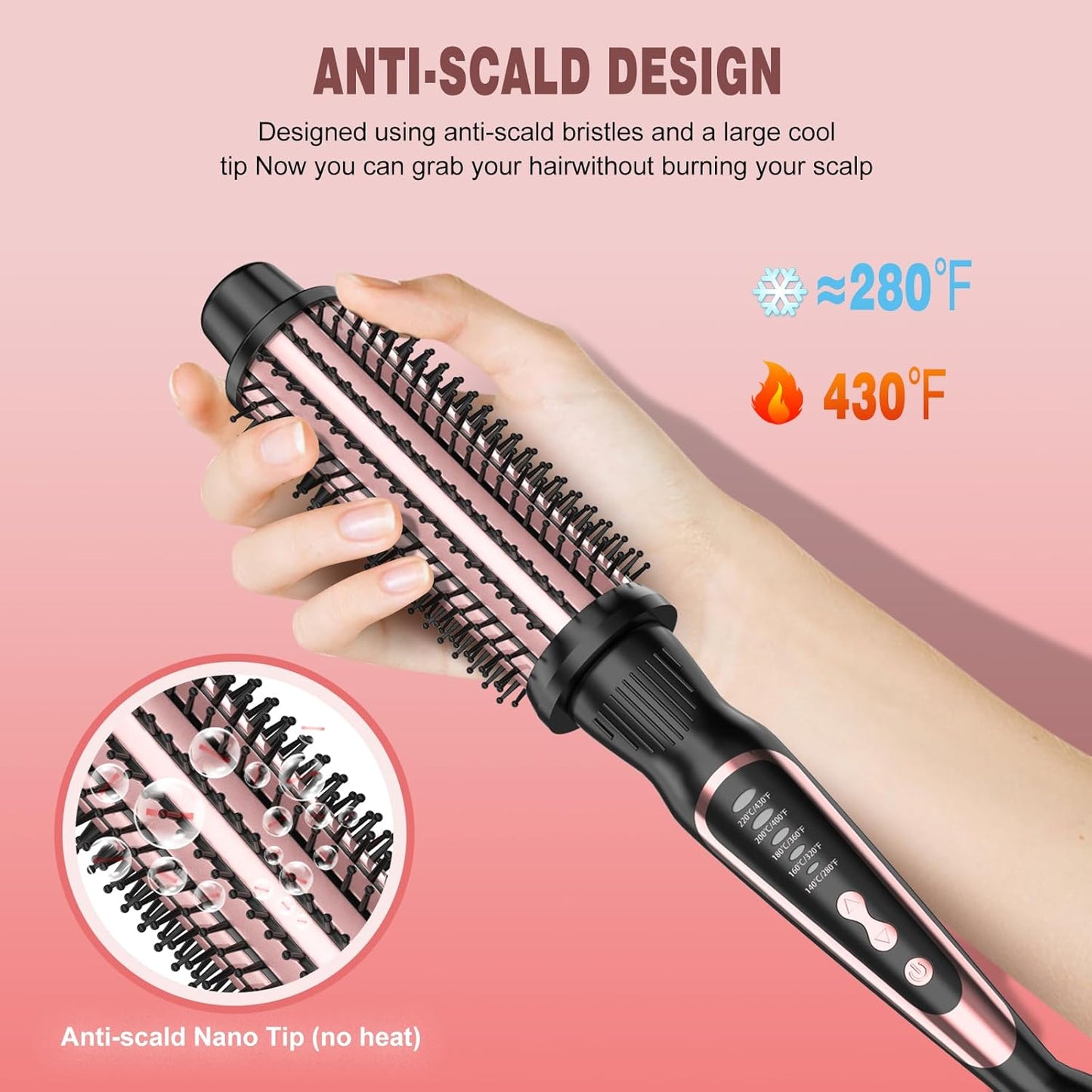 Skiennix Heated Round Brush - Ceramic Ionic Technology for Volumizing & Styling | Travel-Friendly 1.5 Inch Rose Gold