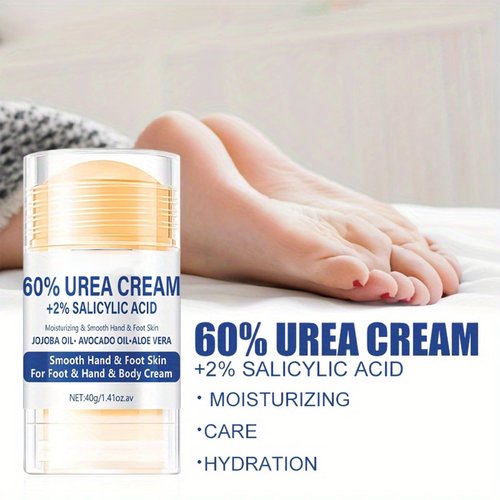 60% Urea Cream With 2% Salicylic Acid Foot Cream Stick, Softening and Moisturizing for Dry Cracked Heel Knees Elbows Hands Urea Foot Balm Repair Creams Dead Skin Exfoliator for Women and Men 1.41oz