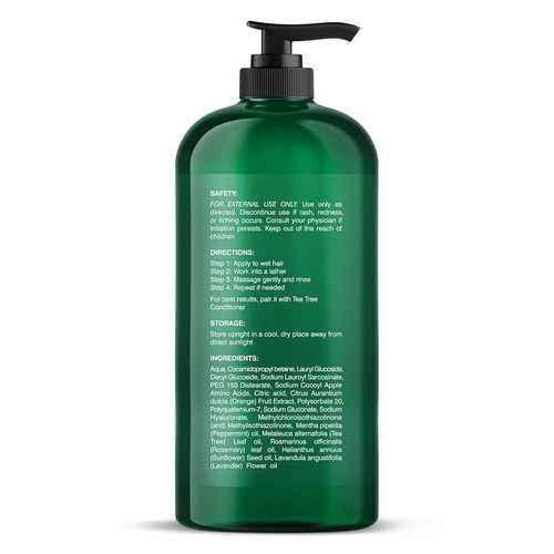 Botanic Hearth Tea Tree Shampoo - Fights Dandruff & Dry Scalp with Vitamin C & Essential Oils | 16 fl oz