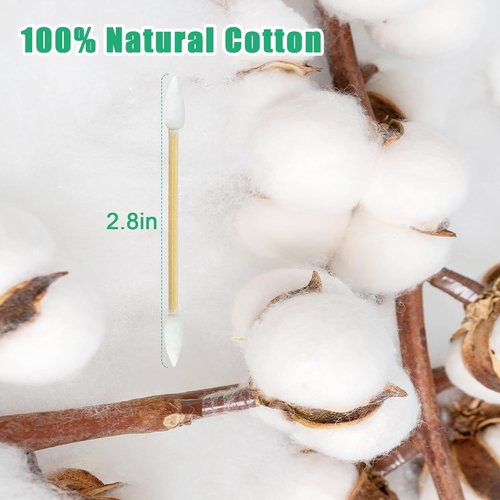 Egaageoi Cotton Swabs - 1000 Count Double Precision Tips with Bamboo Sticks | Ideal for Beauty, Manicures & Cleaning