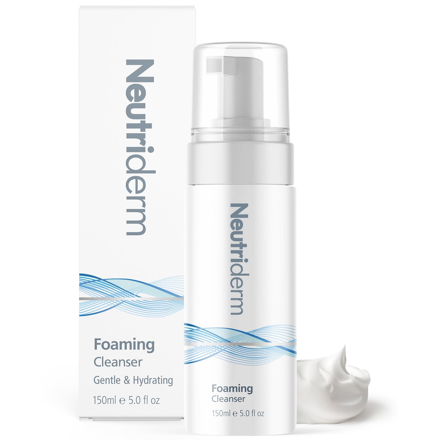 Neutriderm Foaming Cleanser Face Wash for Dry Skin: Ultra Hydrating Facial Cleanser with Niacinamide, Vitamin C, ProVitamin B5 Cleansing Foam Facewash - Facial Wash Removes Makeup & Impurities 5 Fl Oz