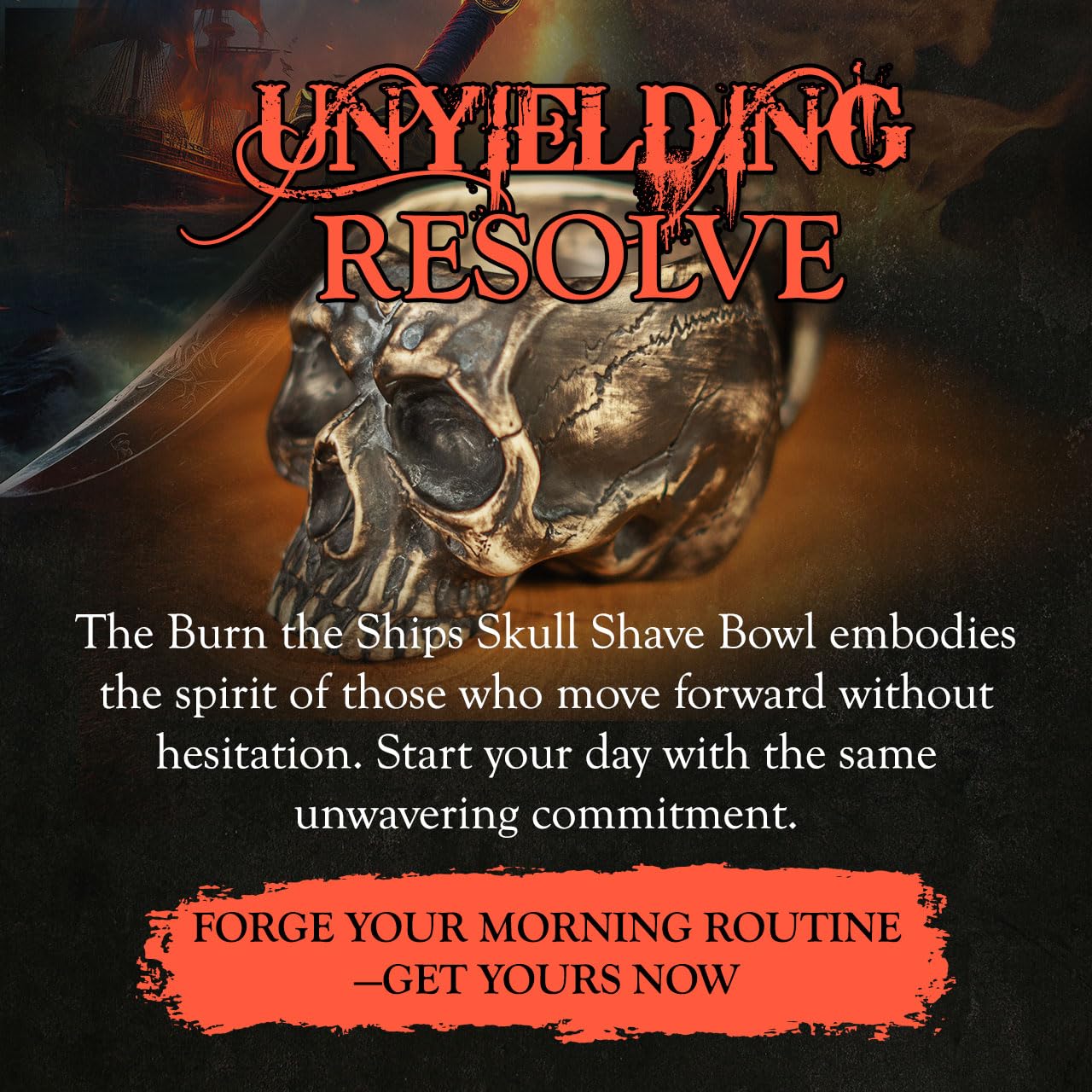 Burn The Ships Shaving Bowl | Shave Bowl Handmade Skull Shaving Mug For Shave Kit | Shaving Brush Bowl For Men | Shaving Soap Bowl | Great For Shaving Set | Shave Brush Bowl | Lather Bowl |Shave Mug