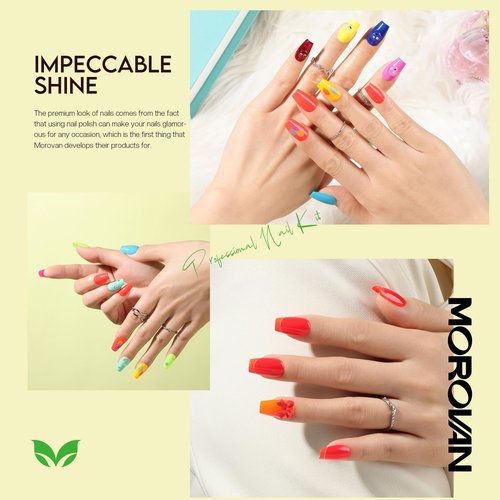 Morovan Orange Nail Polish Set: Yellow Neon Rainbow Quick Dry Spring Summer 15 Vibrant Colors Fingernail Polish Regular Nail Polish Kit Finger Nail Pack Fall Gifts for Women