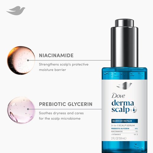 Dove Derma Scalp Dandruff Relief Serum - 3-in-1 Barrier Repair with Prebiotic Glycerin & Niacinamide | 2 fl oz