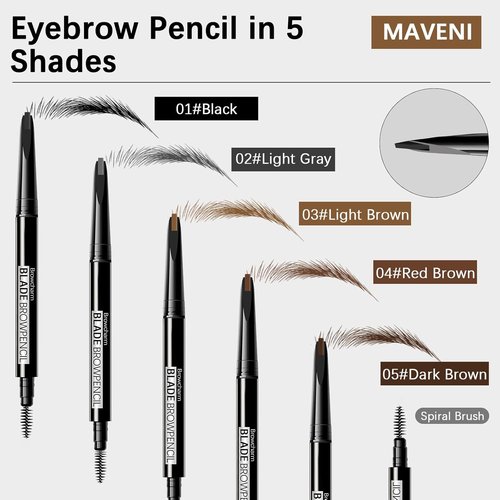 MAVENI Browcharm Microblading Eyebrow Pencil - Ultra-Fine 0.1mm Waterproof Definer | 01 Black