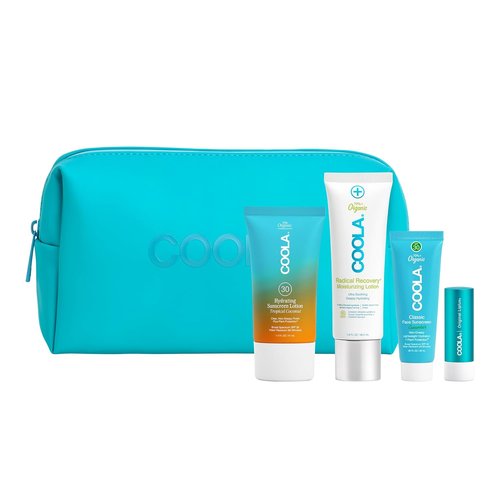 COOLA Organic Sunscreen & Lip Balm SPF 30 Kit - TSA Approved, Vegan & Gluten-Free, 4 Essential Items