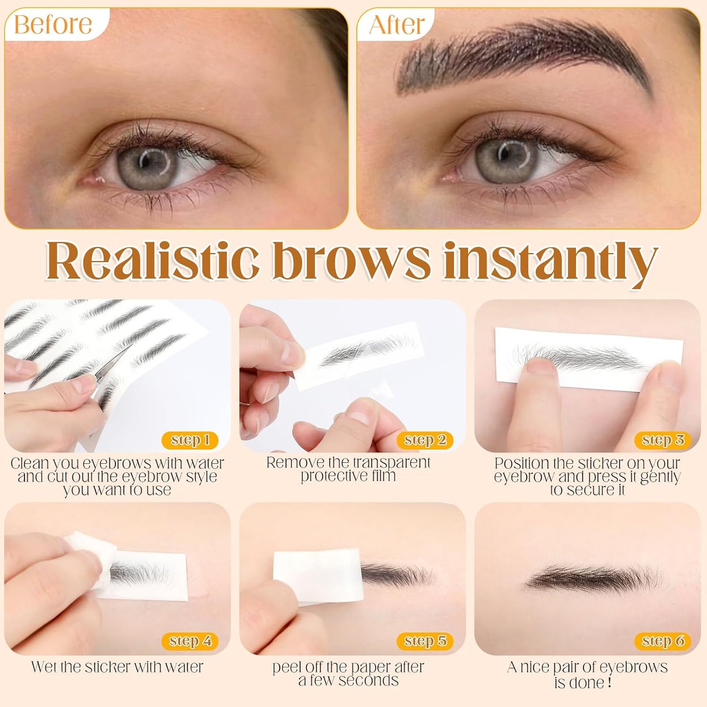 20 Sheets 200 Pairs Eyebrow Tattoo4446