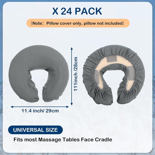 Macarrie 24 Pcs Microfiber Face Cradle Covers - Soft, Reusable, Oil-Proof Headrest Sheets | Gray