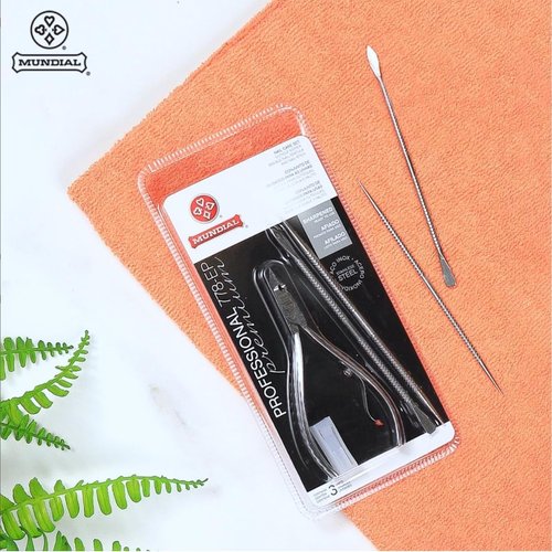 Mundial Nail Care 3-Piece Set | Professional Stainless Steel Cuticle Nippers & Manicure Tools