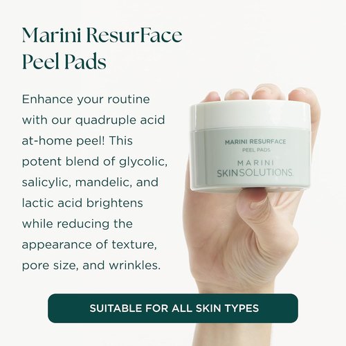Marini SkinSolutions ResurFace Peel Pads - Glycolic, Salicylic & Lactic Acid for Texture & Wrinkles - 30 Count