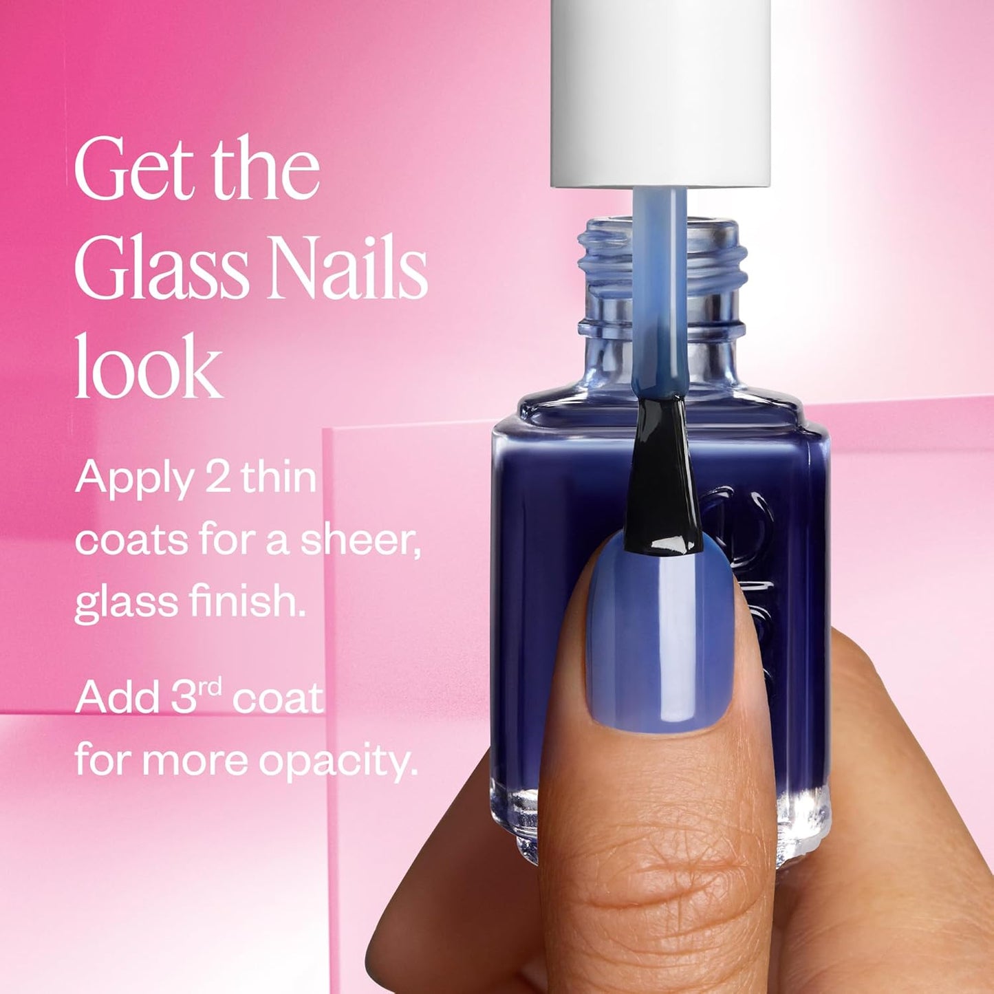 essie Nail Art Studio, Glass Nails, Translucent Pink Nail Polish, Vegan, Cin Cin, 0.46 fl oz
