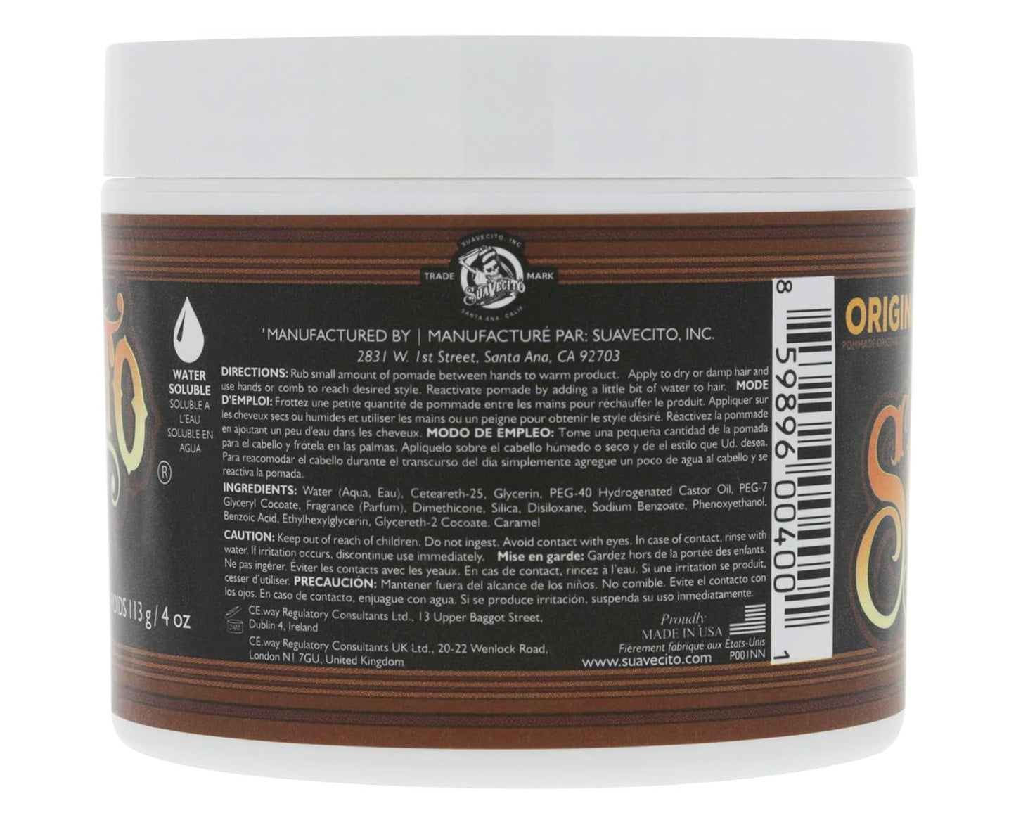 Suavecito Pomade - Original Hold Hair Pomade for Men | Medium Shine, 4 oz, 3 Pack - Easy Wash Out, Flake-Free