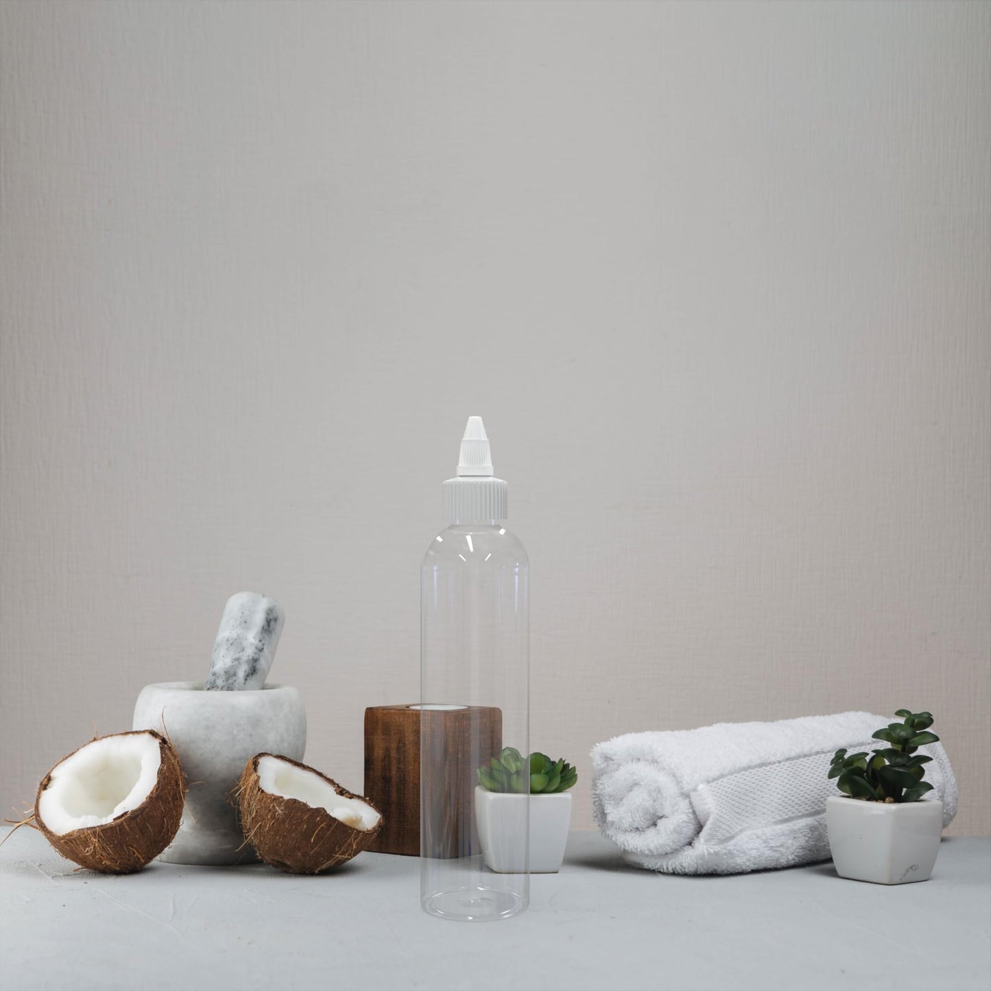 BRIGHTFROM Twist Top Applicator Bottles, Clear 8 OZ BPA-Free Plastic, Empty, Squeeze, Refillable - Open/Close Nozzle - Multi Purpose (Pack of 4)