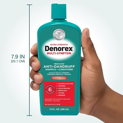 Denorex Extra Strength Anti-Dandruff Shampoo & Conditioner - 3% Salicylic Acid, 10oz | Relieves Dandruff & Dermatitis