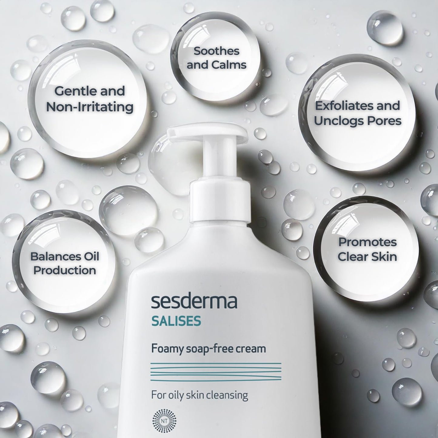 Sesderma Salises Foamy Face Wash - Gentle Soap-Free Cleanser for Oily & Acne-Prone Skin, 8.5 fl oz