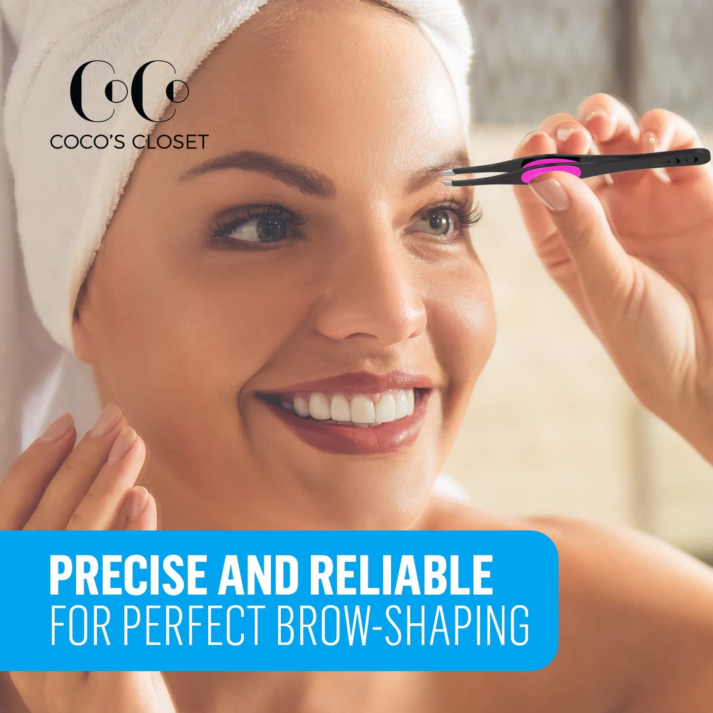 Precision Slant Tip Tweezers for Eyebrow & Facial Hair Removal – Surgical Grade Stainless Steel – Professional Tweezers for Men & Women with Bonus Protective Pouch, Black