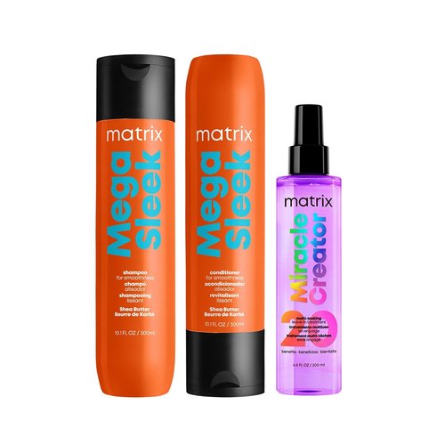 Matrix Mega Sleek Shampoo & Conditioner Set | Frizz Control & Nourishing Miracle Creator for Smooth, Shiny Hair