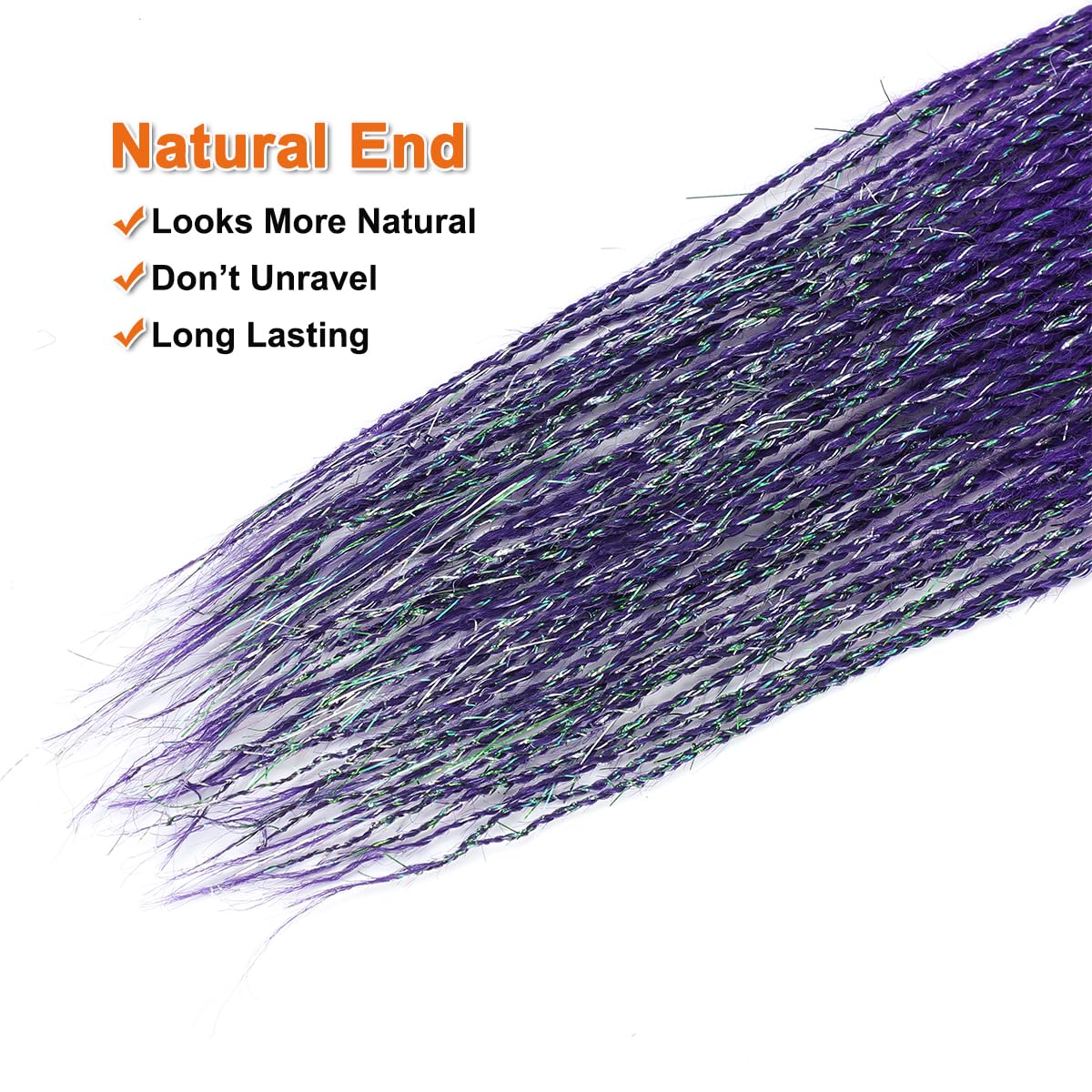 NAYOO Senegalese Twist Crochet Hair for Black Women, 8 Packs 18 Inch Purple Crochet Hair with Green Tinsel for Chrismas Party, 35 Strands/Pack Small Twist Crochet Braids Hair Hot Water Setting