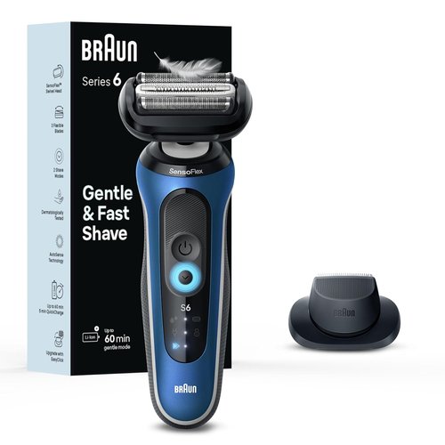 Braun Electric Shaver - Series 6 6120s for Men | Wet & Dry Shaving, Turbo & Gentle Modes, Blue