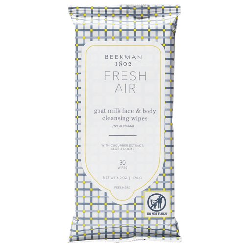 Beekman 1802 Face & Body Wipes - 30 Count, Pack of 2 - Cleanses Dirt & Makeup - With Goat Milk, Aloe & Vitamin E - Alcohol Free, Biodegradable - Good for Sensitive Skin - Cruelty Free