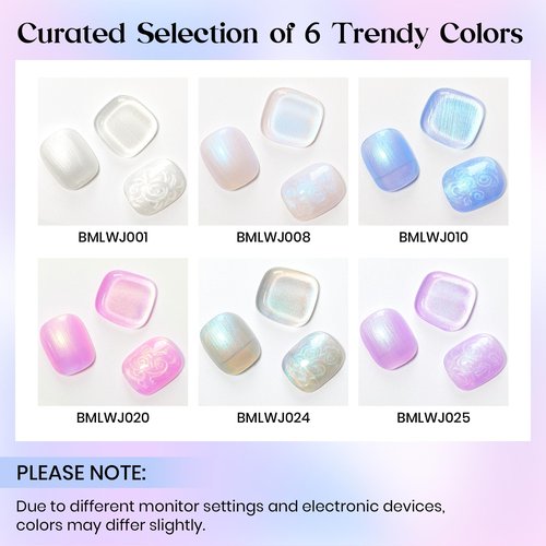 MIZHSE Pearl Gel Nail Polish, 6 Colors Iridescent Mermaid Gel Polish Set, Drawing Nail Gel Shell Thread Effect Shimmer White Pink Purple Soak Off Nail Art Manicure Home Gift for Wome