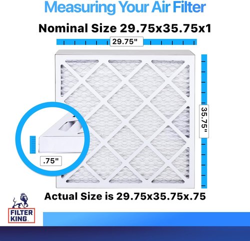 Filter King Air Filters - MERV 8 HVAC Pleated AC Furnace Filters | 12 Pack | 29.75x35.75x1 | Made in USA
