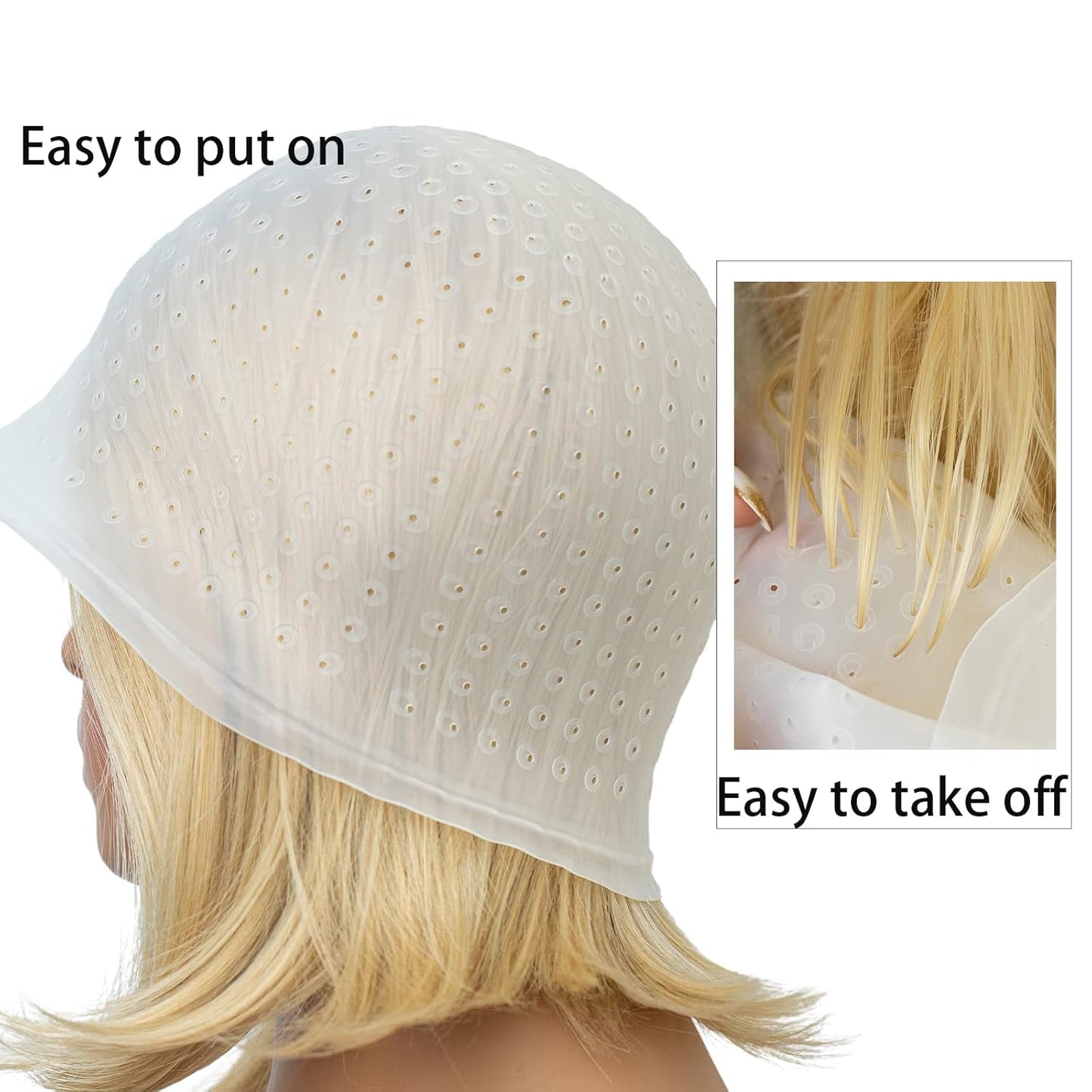 Skiennix Silicone Highlight Cap Set - Professional Reusable Hair Coloring Tool with Hook | Unisex