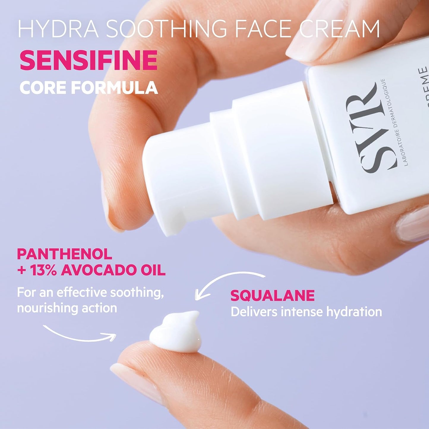 SVR Sensifine Hydra Face Cream - Fragrance-Free Moisturizer for Normal to Dry Skin | 24hr Hydration, 1.3 Fl. Oz.