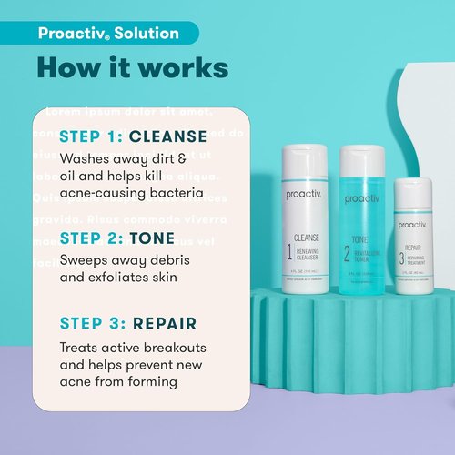 Proactiv 3 Step Acne Treatment System - 60 Day Complete Skincare Kit with Benzoyl Peroxide & Pimple Patches