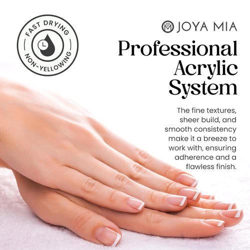 Joya Mia Acrylic Powder - MMA-Free Professional Nail Enhancements with Super Adhesion | Diamond Clear, 2 oz