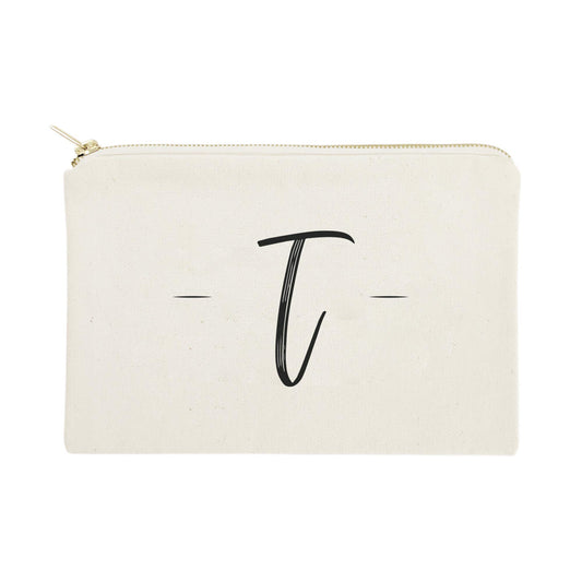 The Cotton & Canvas Co. Personalized Handwritten Monogram T Cosmetic Bag and Travel Make Up Pouch