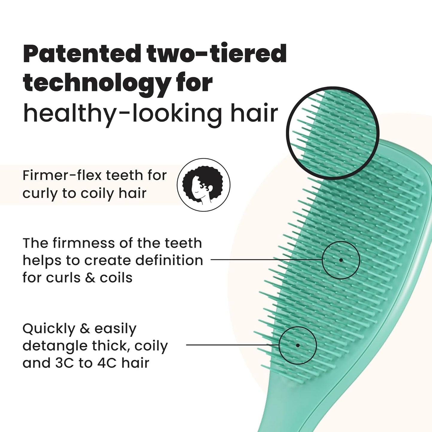 Tangle Teezer Ultimate Detangler Brush - Reduces Frizz & Breakage for Curly Hair | Aqua Green