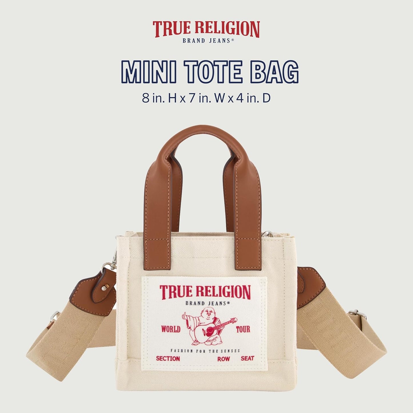 True Religion Tote Bag - Women's Mini Travel Shoulder Bag with Adjustable Strap | Versatile & Stylish