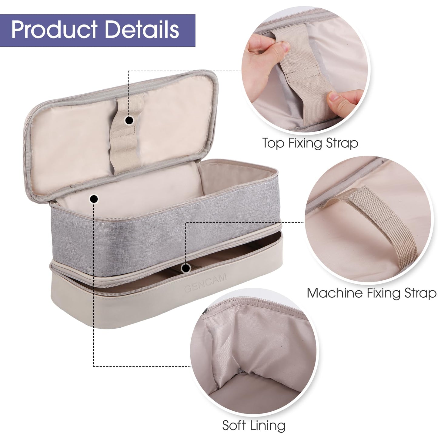 GENCAM Double-Layer Carrying Case for Shark Flexstyle, Travel Case for Shark SpeedStyle, Storage Organizer bag for Shark Flexstyle FlexFusion/Dyson Airwrap Styler and Attachments (light gray)